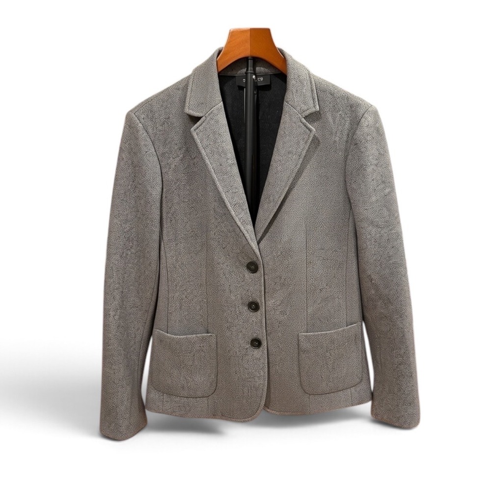 Talbots Womens Gray Wool Blend 3 Button Blazer Jacket Sz 14 Heathered Old Money